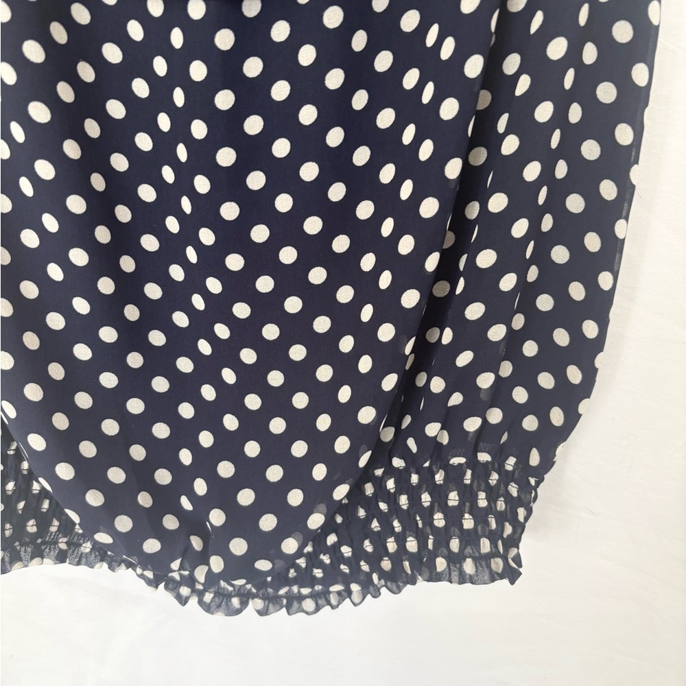 Ralph Lauren Navy Polka Dot Off-Shoulder Blouse - Picture 5 of 10
